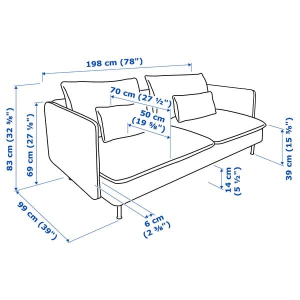 Ikea SÖDERHAMN - 3-seater sofa, Hillared beige ,