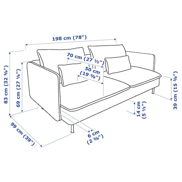 SÖDERHAMN - 3-seater sofa, Hillared dark blue , - best price from Maltashopper.com 49430584