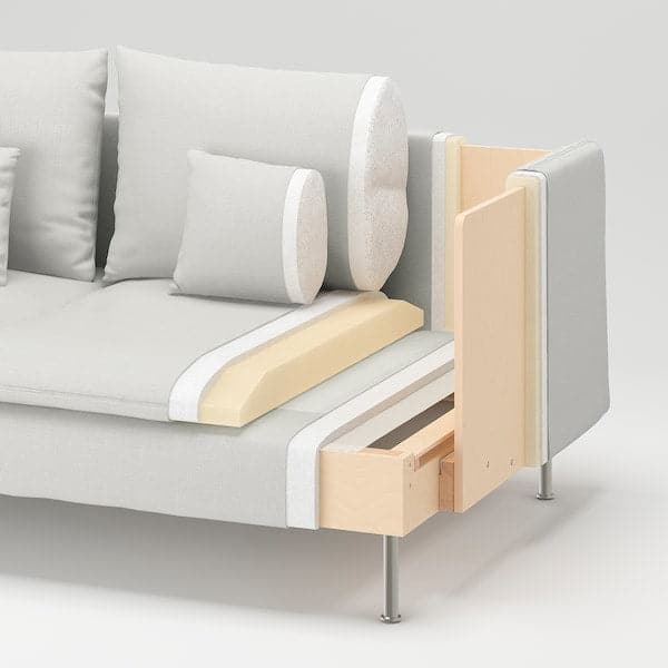 Ikea SÖDERHAMN 4-seater sofa with chaise-longue, with open end Gransel / natural colour , ikea_check