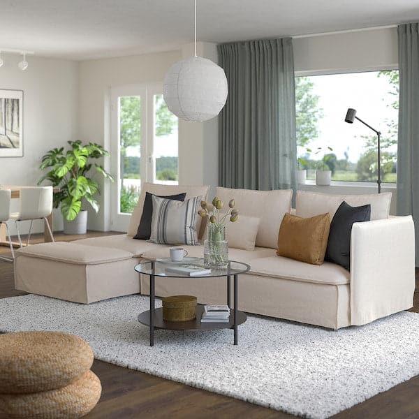 Ikea SÖDERHAMN 4-seater sofa with chaise-longue, with open end Gransel / natural colour , ikea_check