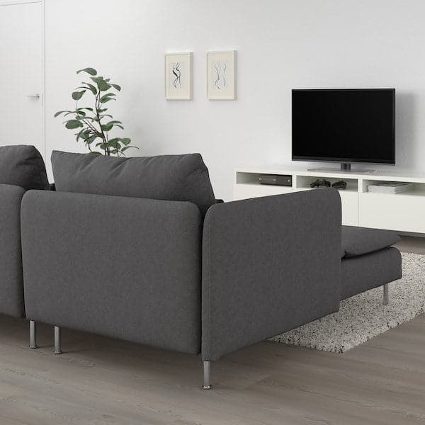 Ikea SÖDERHAMN - 4-seater sofa with chaise-longue, open end/Tallmyra smoky grey ,
