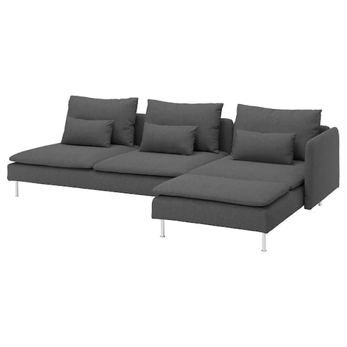 SÖDERHAMN 4-seat sofa with chaise longue, with open end/Tallmyra medium grey, 6x14x151 cm