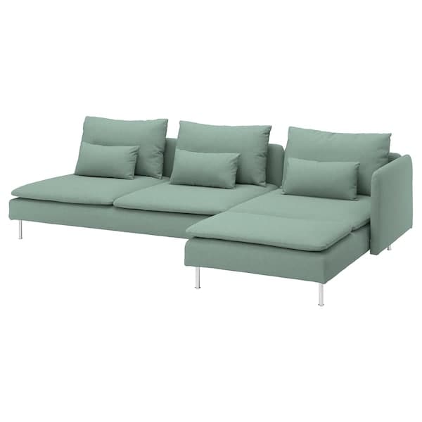 SÖDERHAMN - 4-seater sofa with chaise-longue, open end/Tallmyra light green , - best price from Maltashopper.com 89430662