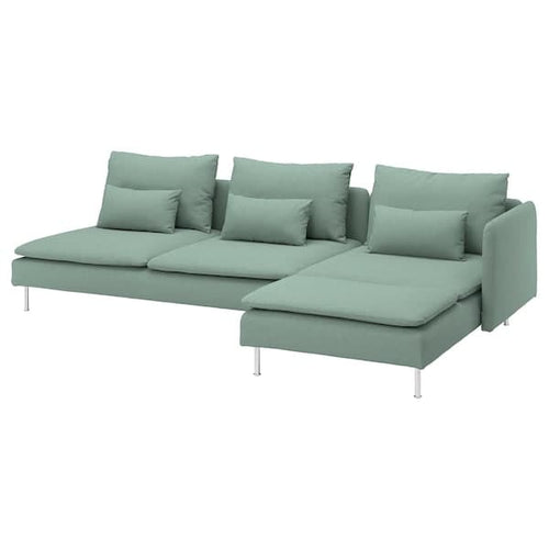 SÖDERHAMN - 4-seater sofa with chaise-longue, open end/Tallmyra light green ,