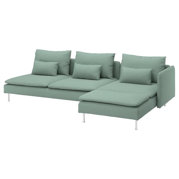 SÖDERHAMN 4-seat sofa with chaise longue, with open end/Tallmyra light green