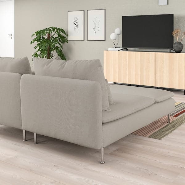 Ikea SÖDERHAMN 4-seater sofa with chaise-longue and open end piece Fridtuna/light beige ,