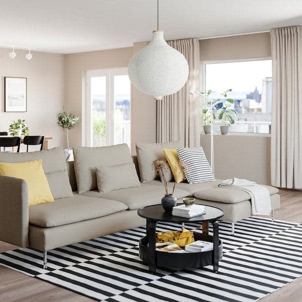 Ikea SÖDERHAMN 4-seater sofa with chaise-longue and open end piece Fridtuna/light beige ,