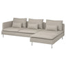 SÖDERHAMN 4-seat sofa with chaise longue, and open end Fridtuna/light beige, 285 cm
