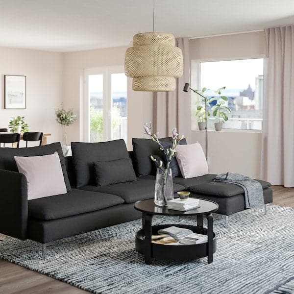 Ikea SÖDERHAMN 4-seater sofa with chaise-longue and open end piece Fridtuna/dark grey ,