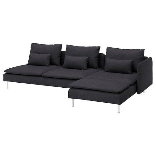 SÖDERHAMN - 4-seater sofa with chaise-longue and open end piece/Hillared anthracite ,