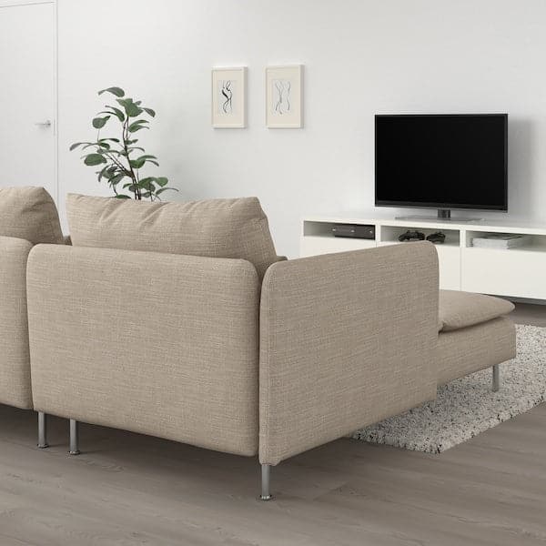 Ikea SÖDERHAMN - 4-seater sofa with chaise-longue and open end piece Hillared/beige ,