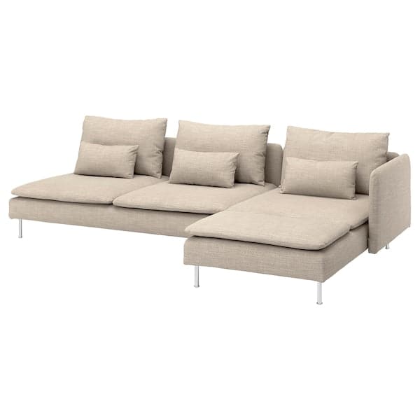 Ikea SÖDERHAMN - 4-seater sofa with chaise-longue and open end piece Hillared/beige ,