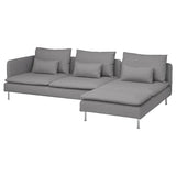 SÖDERHAMN 4-seat sofa with chaise longue, and open end Tonerud/grey, 285 cm