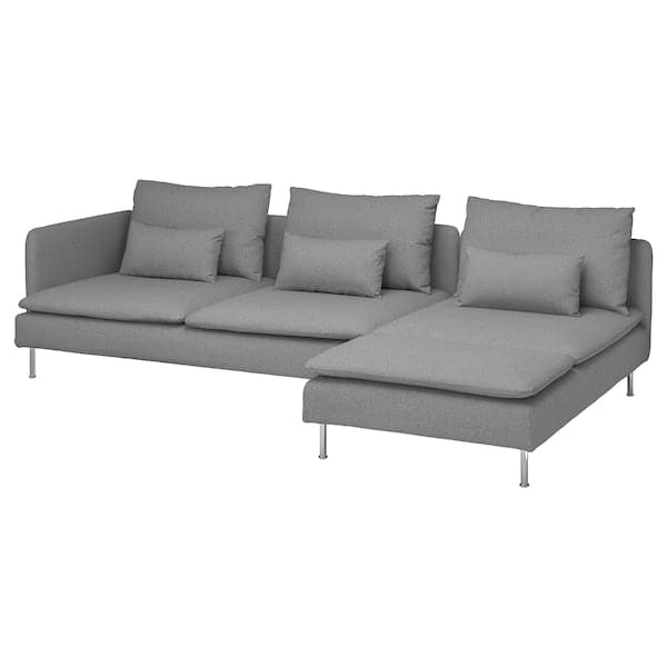 Ikea SÖDERHAMN 4-seater sofa with chaise-longue and open end piece Tonerud/grey ,