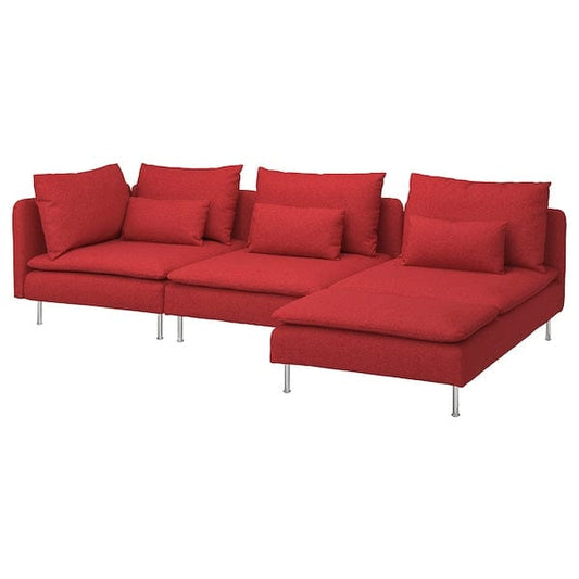 Ikea SÖDERHAMN - 4-seater sofa with chaise-longue and open end piece Tonerud/red