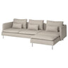 SÖDERHAMN 4-seat sofa with chaise longue, Fridtuna light beige, 291 cm