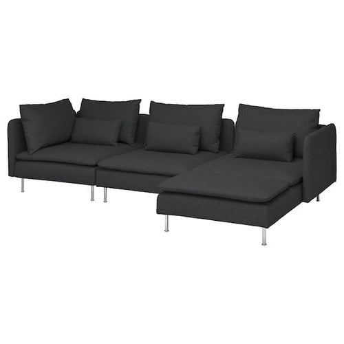 SÖDERHAMN 4-seater sofa with chaise-longue, Fridtuna dark gray ,