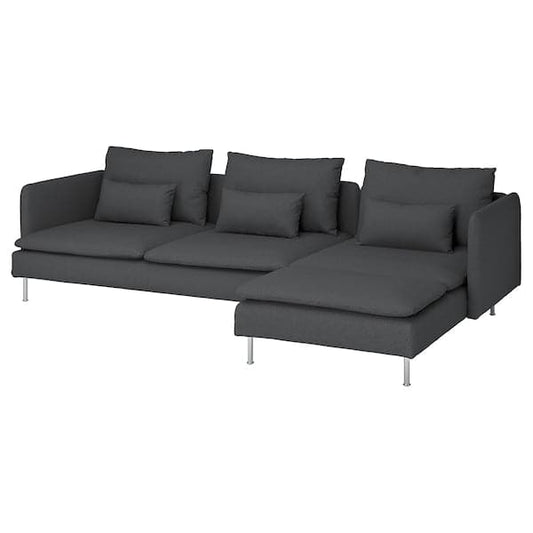 Ikea SÖDERHAMN 4-seater sofa with chaise-longue, Fridtuna dark grey ,