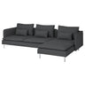 SÖDERHAMN 4-seat sofa with chaise longue, Fridtuna dark grey, 291 cm