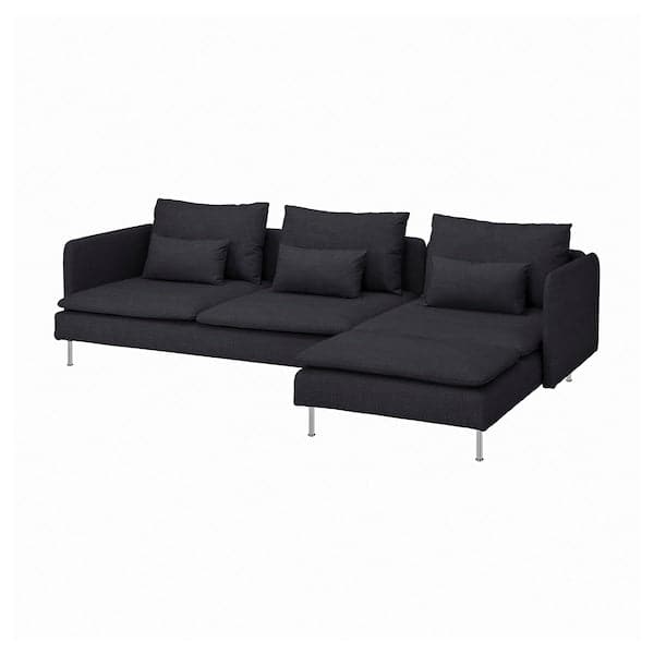 SÖDERHAMN - 4-seater sofa with chaise-longue/Hillared anthracite , - best price from Maltashopper.com 09430576