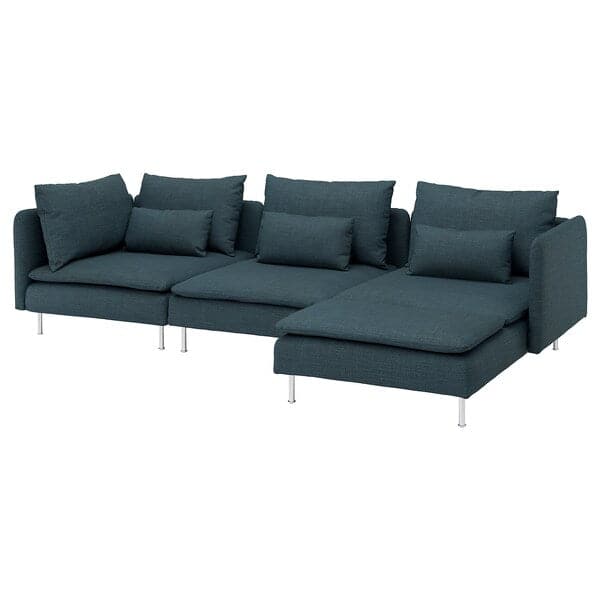 SÖDERHAMN - 4-seater sofa with chaise-longue, Hillared dark blue , - best price from Maltashopper.com 59430593