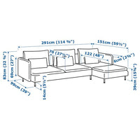 SÖDERHAMN - 4-seater sofa with chaise-longue, Tallmyra blue , - best price from Maltashopper.com 89430638
