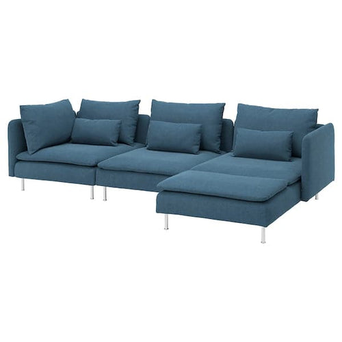 SÖDERHAMN - 4-seater sofa with chaise-longue, Tallmyra blue ,