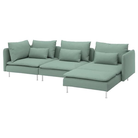 Ikea SÖDERHAMN - 4-seater sofa with chaise-longue, Tallmyra light green ,