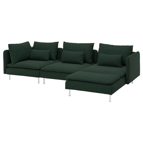 SÖDERHAMN 4-seat sofa with chaise longue, Tallmyra dark green, 6x14x151 cm