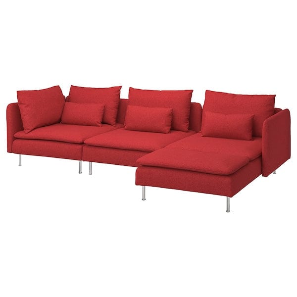 Ikea SÖDERHAMN - 4-seater sofa with chaise-longue/Tonerud red