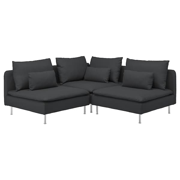 SÖDERHAMN 3 seater corner sofa, Fridtuna dark grey ,