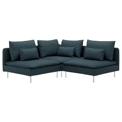 SÖDERHAMN - 3-seater corner sofa, Hillared dark blue ,