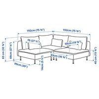 SÖDERHAMN - 3-seater corner sofa, Hillared dark blue , - best price from Maltashopper.com 89430563