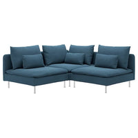 SÖDERHAMN corner sofa, 3-seat, Tallmyra blue, 192x14x99 cm
