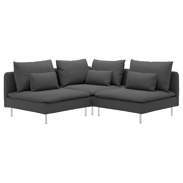 SÖDERHAMN - 3-seater corner sofa, Tallmyra smoke grey ,