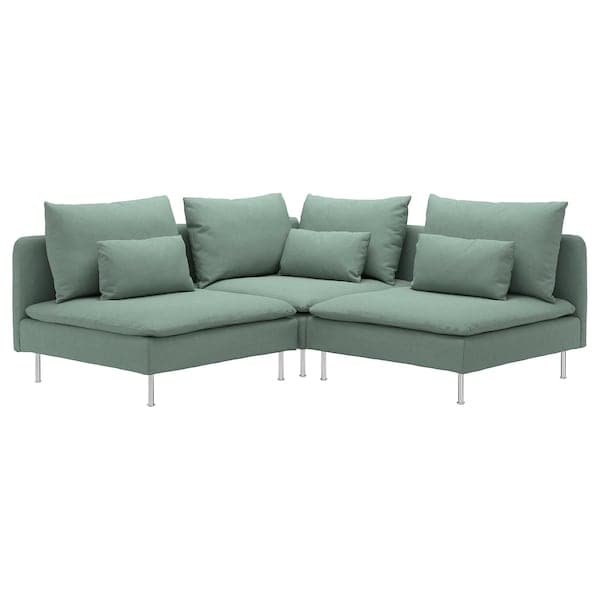 Ikea SÖDERHAMN - 3-seater corner sofa, Tallmyra light green ,
