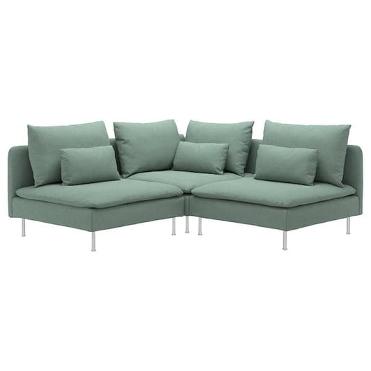 Ikea SÖDERHAMN - 3-seater corner sofa, Tallmyra light green ,