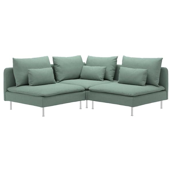 SÖDERHAMN - 3-seater corner sofa, Tallmyra light green ,