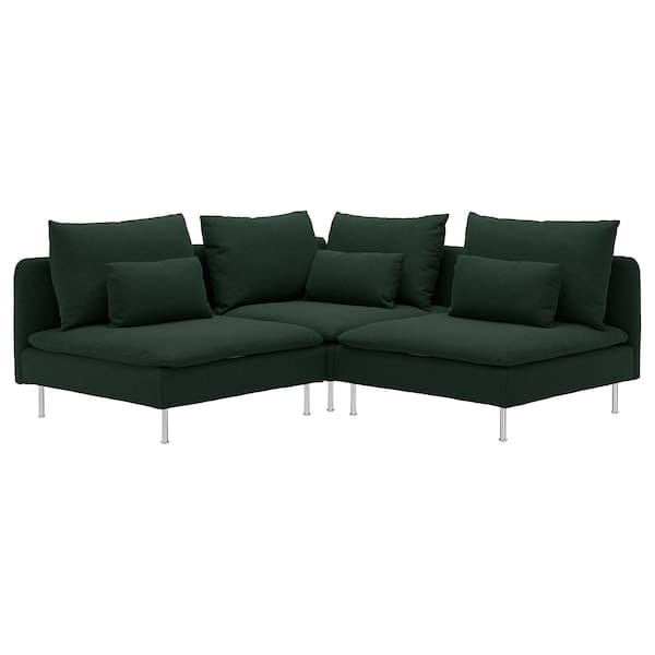 Ikea SÖDERHAMN - 3-seater corner sofa, Tallmyra dark green ,