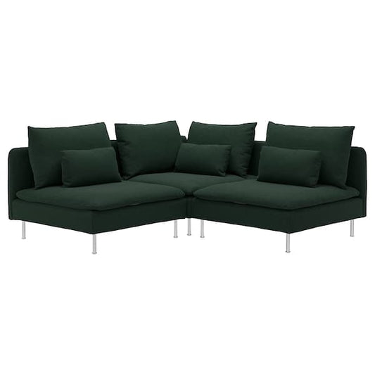 Ikea SÖDERHAMN - 3-seater corner sofa, Tallmyra dark green ,