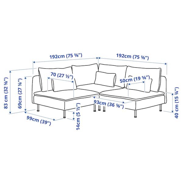 Ikea SÖDERHAMN - 3-seater corner sofa, Tonerud red