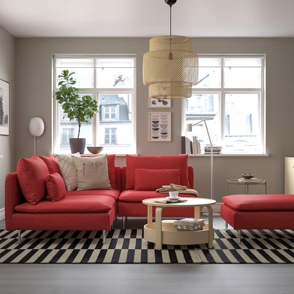Ikea SÖDERHAMN - 3-seater corner sofa, Tonerud red