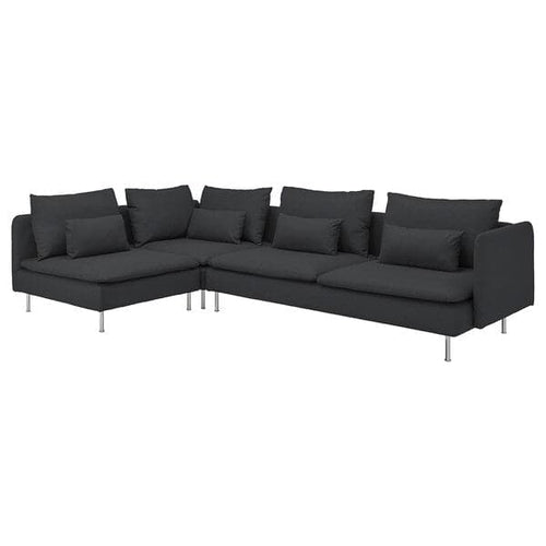 SÖDERHAMN 4-seater corner sofa with open end piece/Fridtuna dark grey ,