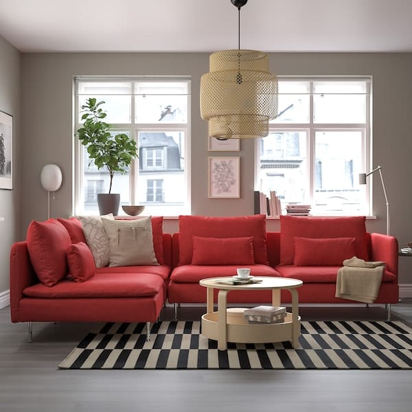 Ikea SÖDERHAMN - 4 seater corner sofa, open end/Tonerud red