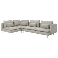 SÖDERHAMN corner sofa, 4-seat, with open end/Viarp beige/brown, 6x14x99 cm