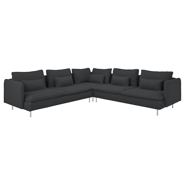 SÖDERHAMN Corner sofa with 6 seats, Fridtuna dark grey ,