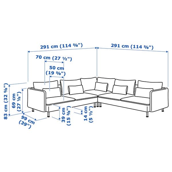 Ikea SÖDERHAMN - 6 seater corner sofa, Hillared beige ,
