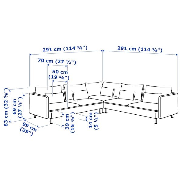 Ikea SÖDERHAMN - 6 seater corner sofa, Tallmyra smoke grey ,