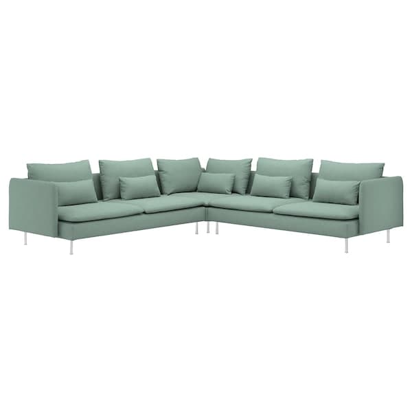 SÖDERHAMN - 6 seater corner sofa, Tallmyra light green ,