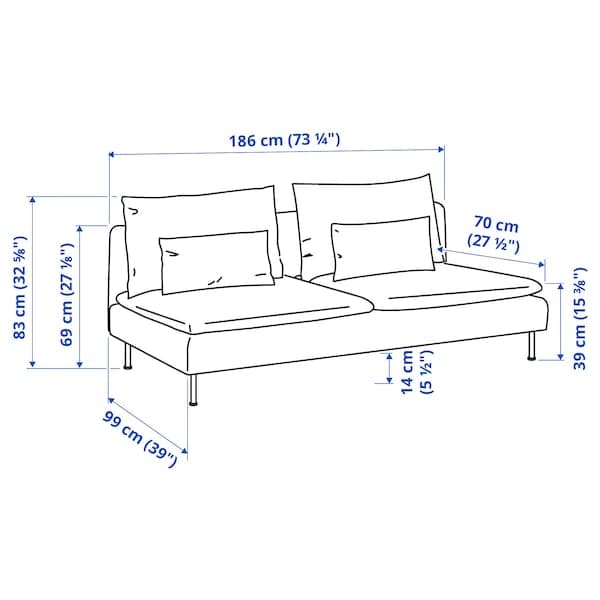 Ikea SÖDERHAMN - 3-seater element, Hillared anthracite ,